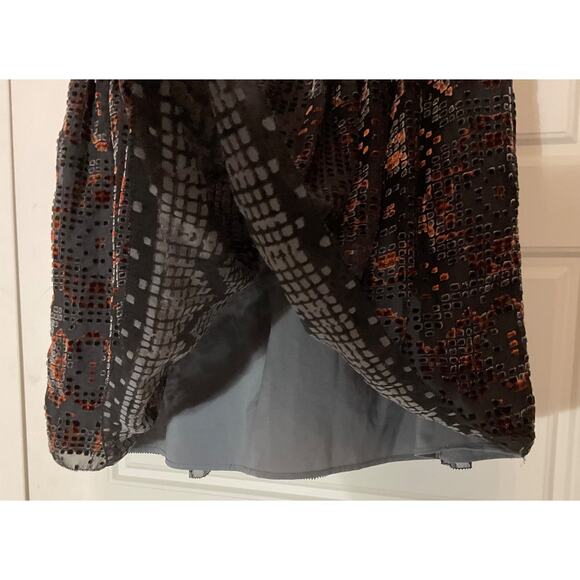 Fossil Black Milti Color Semi Sheer Lined Elastic Waist Mini Skirt S - Picture 3 of 8